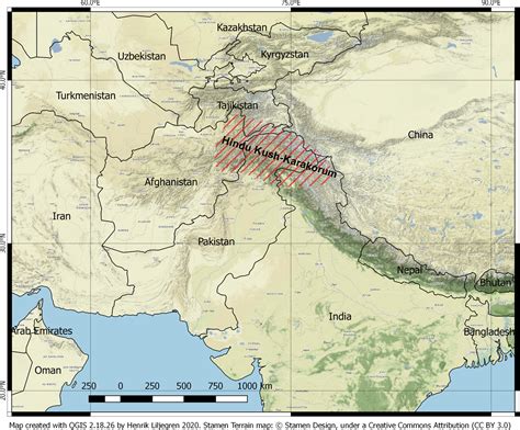 Map of Hindu Kush Mountains