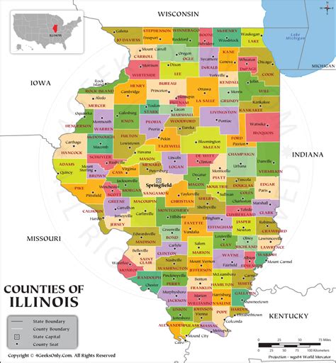 MAP of Il County with Cities