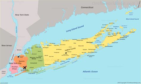 MAP Long Island Map With Cities