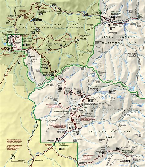 A map of Kings Canyon National Park