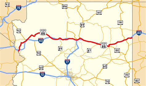 Map of Arizona Route 66
