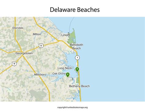 Map of Beaches in Delaware