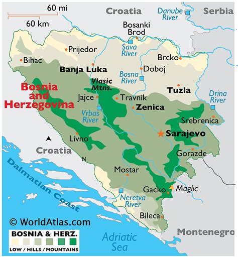 Map of Bosnia and Herzegovina