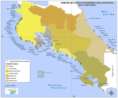 MAP Map of Costa Rica Beaches