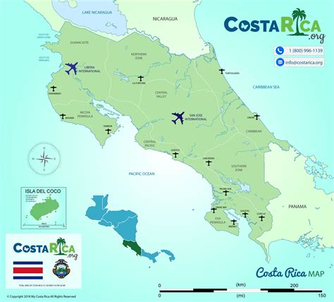Map of Costa Rica with airports