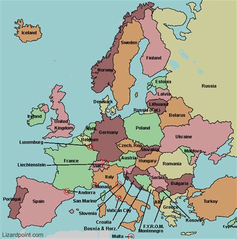 MAP Map Of Europe Labeled Countries