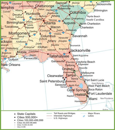 MAP Map of Florida and Alabama