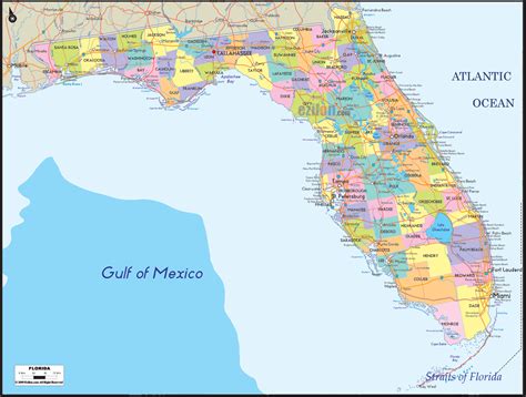 MAP Map of Florida County and Cities