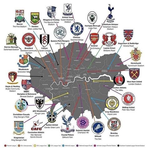 Map of Football Clubs in London