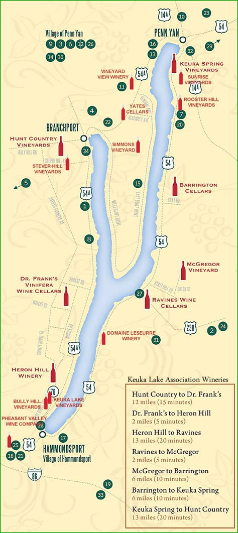 Map of Keuka Lake Wineries