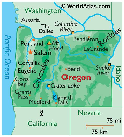 Map of Lakes in Oregon