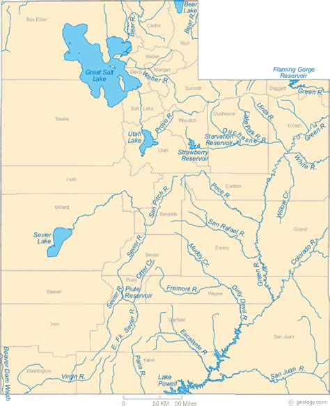 Map Of Lakes In Utah
