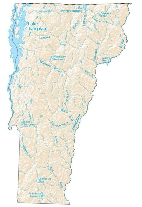 Map of Vermont lakes