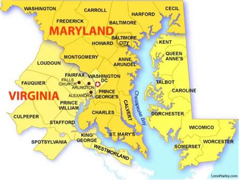 MAP Map of Maryland and Virginia