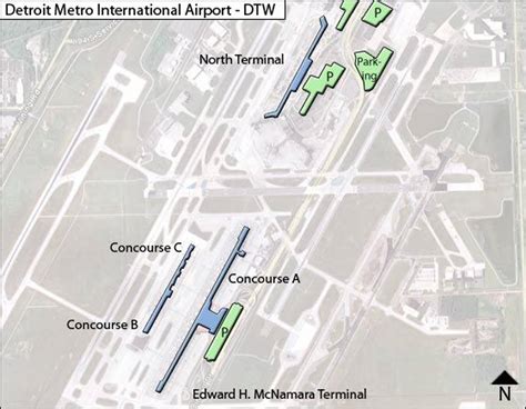 MAP Map of Metro Detroit Airport