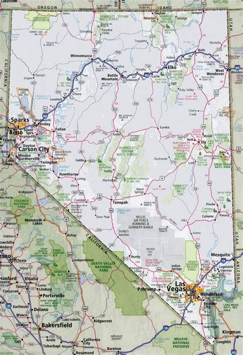 Map of Nevada and Arizona