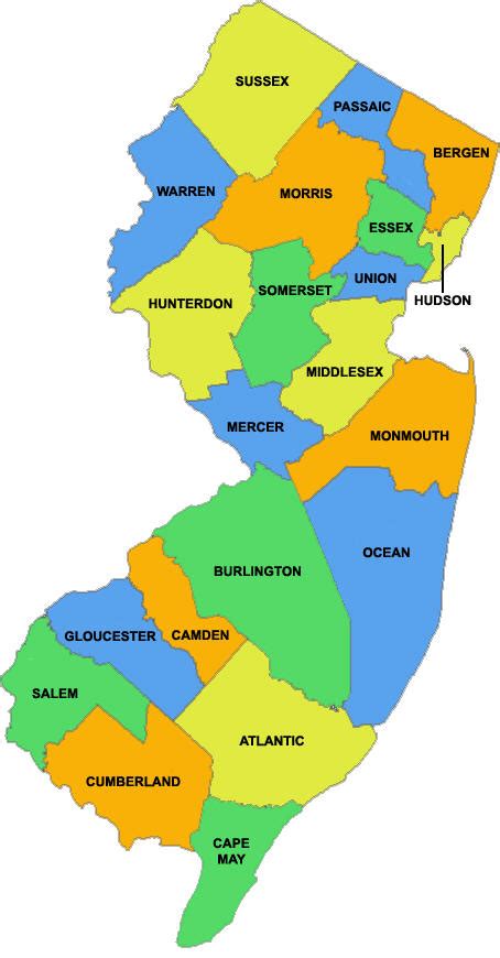 MAP Map Of New Jersey Counties