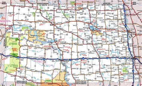 Map of North Dakota roads