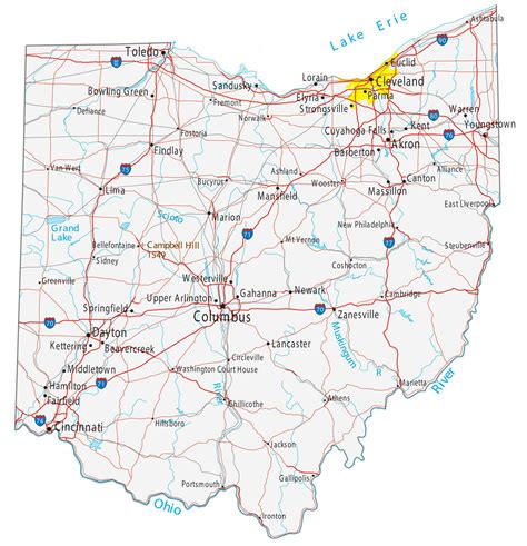 Map of Ohio with cities