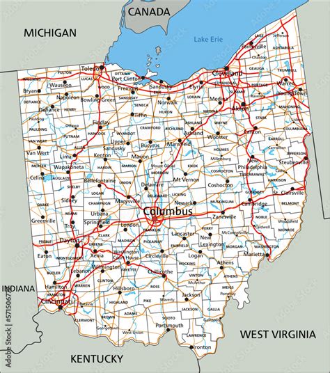 Map of Ohio with cities