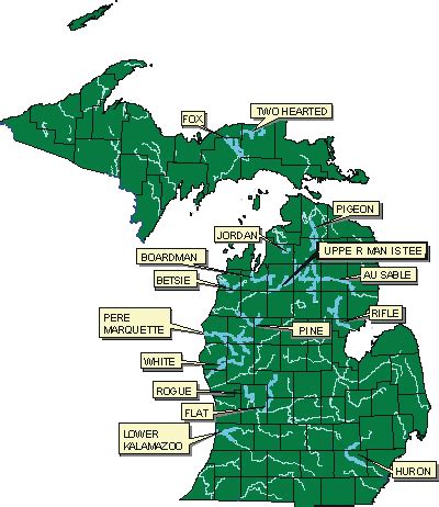 MAP Map of Rivers in Michigan