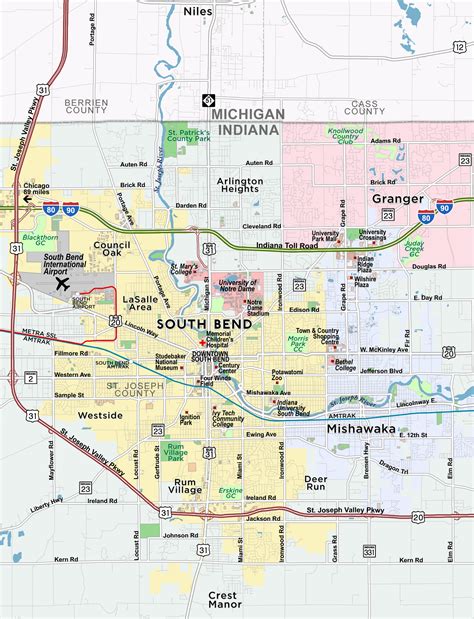 Map of South Bend Indiana