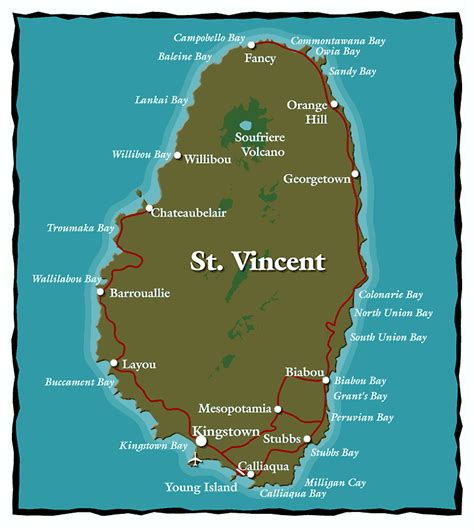 Illustration of a Map of St Vincent and the Grenadines