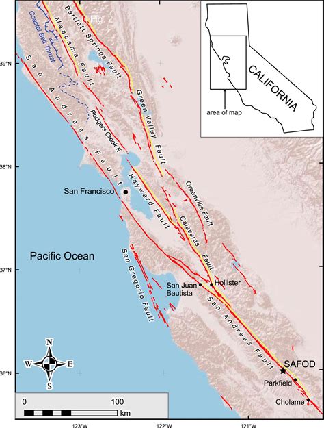 MAP Map of the San Andreas Fault Line