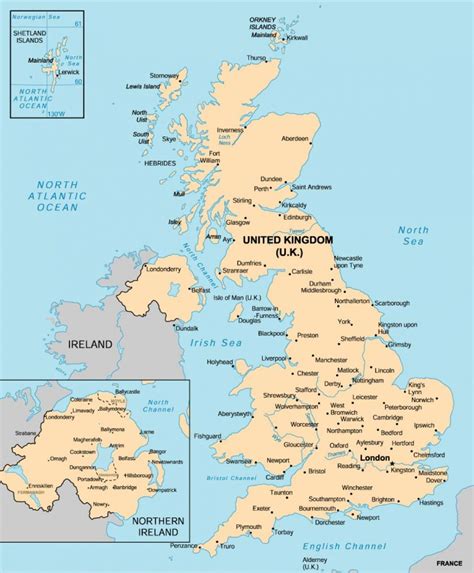 Map of UK with Cities