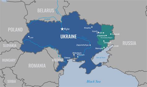 A map of Ukraine and surrounding countries