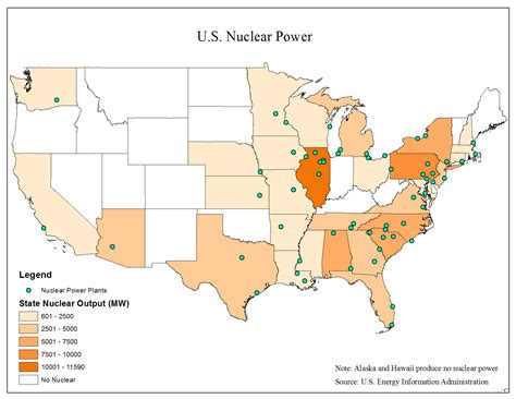 A map of U.S. nuclear power plants