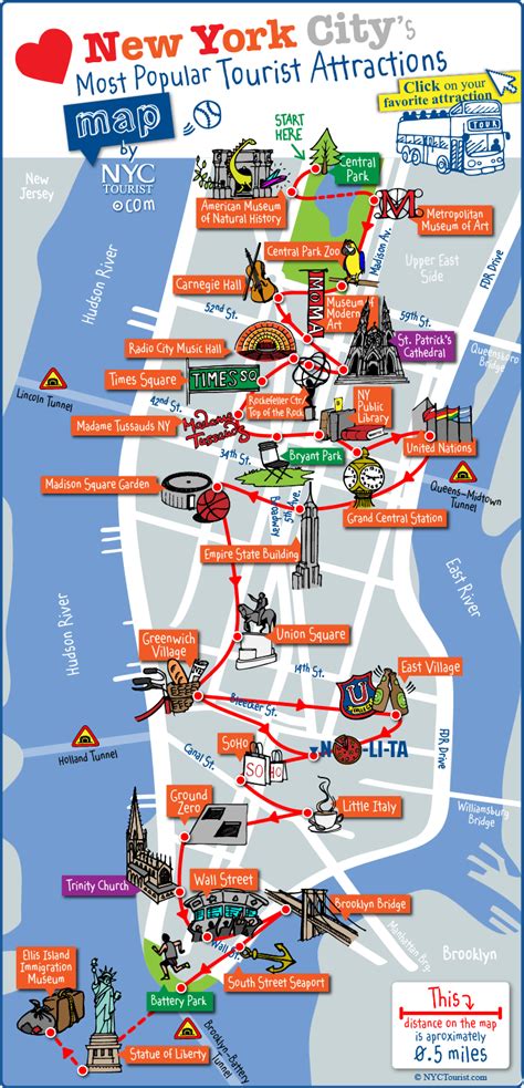 MAP New York City Map Of Attractions