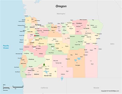 Oregon Map With Cities And Counties