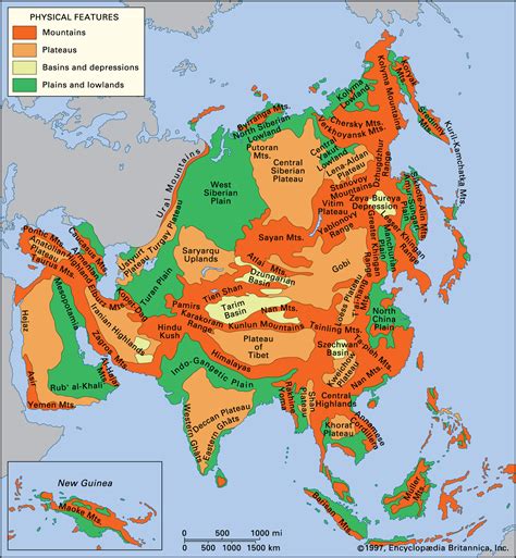 Physical Feature Map of Asia
