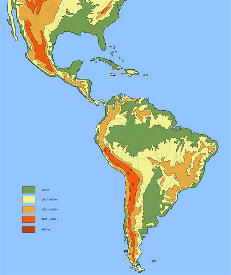 Physical Feature Map of Latin America