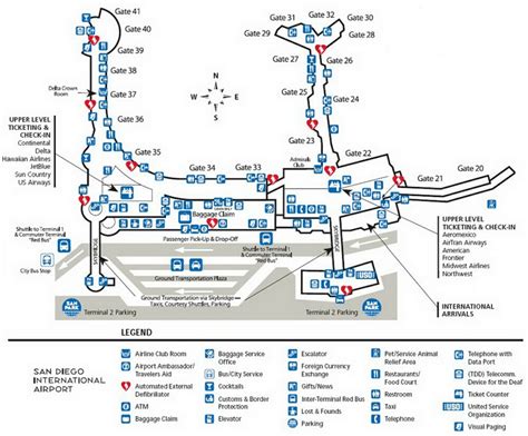 San Diego Airport Map Terminal 2