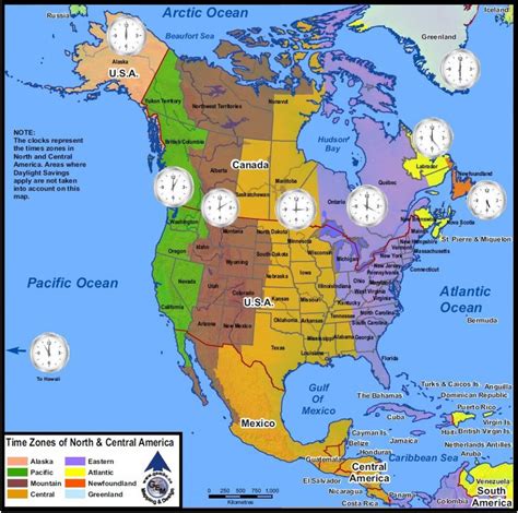 MAP Time Zone Map Of North America