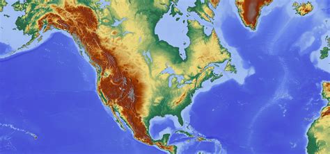 MAP Topographic Map Of North America