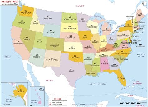 Map of the United States with Abbreviations