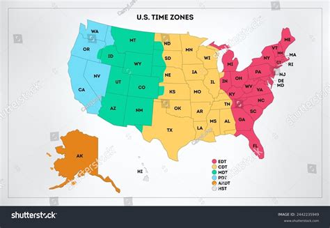 MAP Us Time Zones Printable Map
