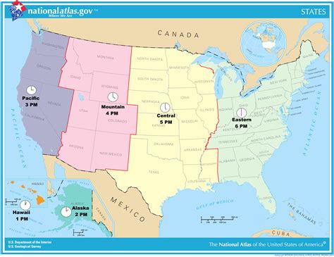 MAP Us Time Zones Printable Map