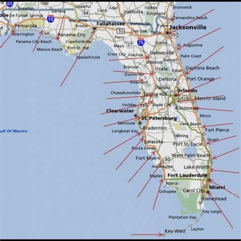 MAP West Coast Beaches Florida Map