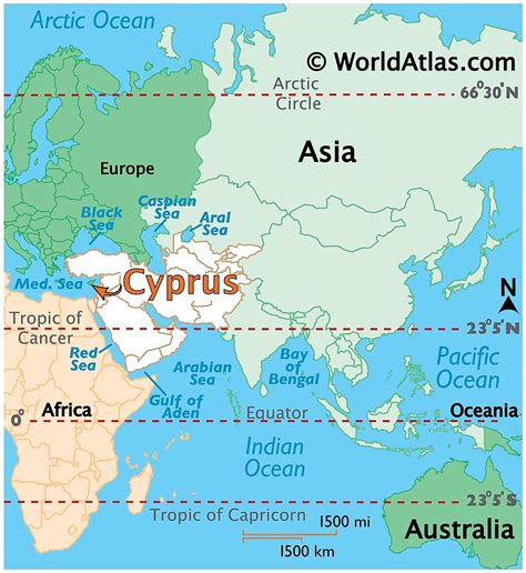 Map Showing the Location of Cyprus