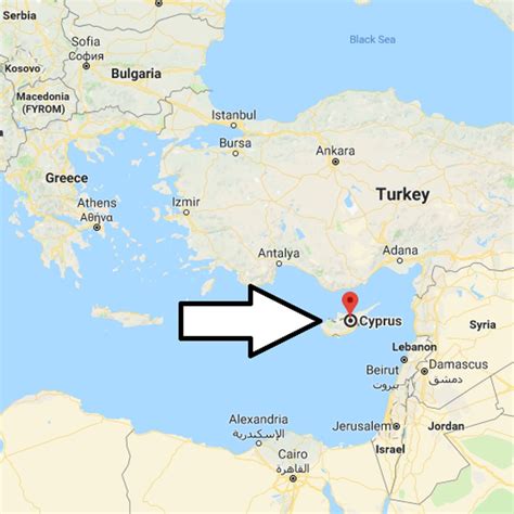 Map Showing the Location of Cyprus