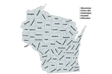 MAP Wisconsin Counties Map With Cities