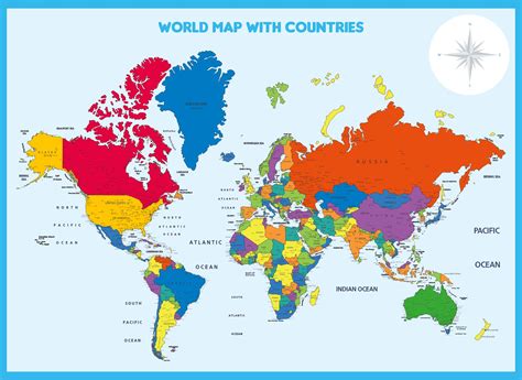 World Map with Names of the Countries