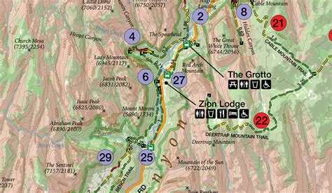map of Zions National Park Trail