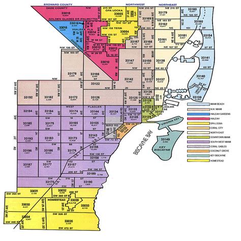 Map of Miami Dade with Zip Codes