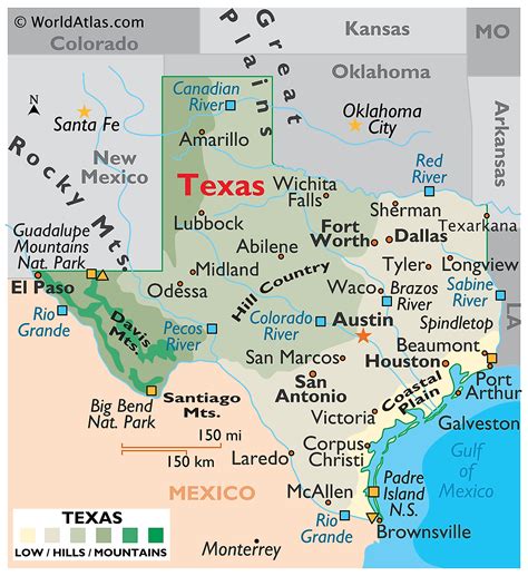 MAP Map of Texas with Cities