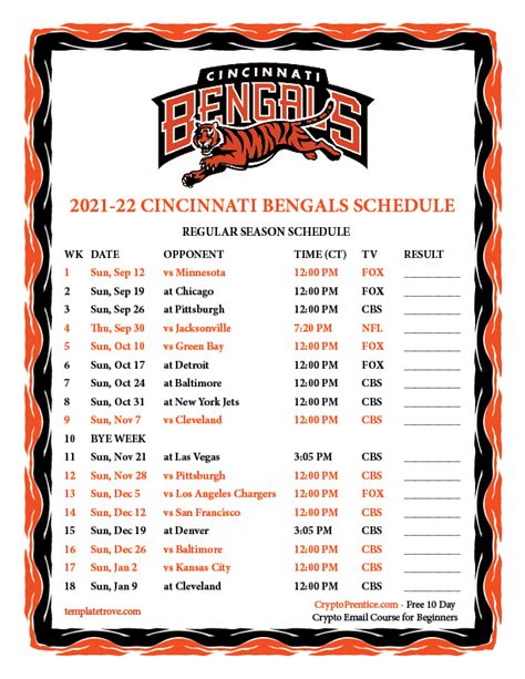 Bengals Schedule 2022 To 2024 Printable